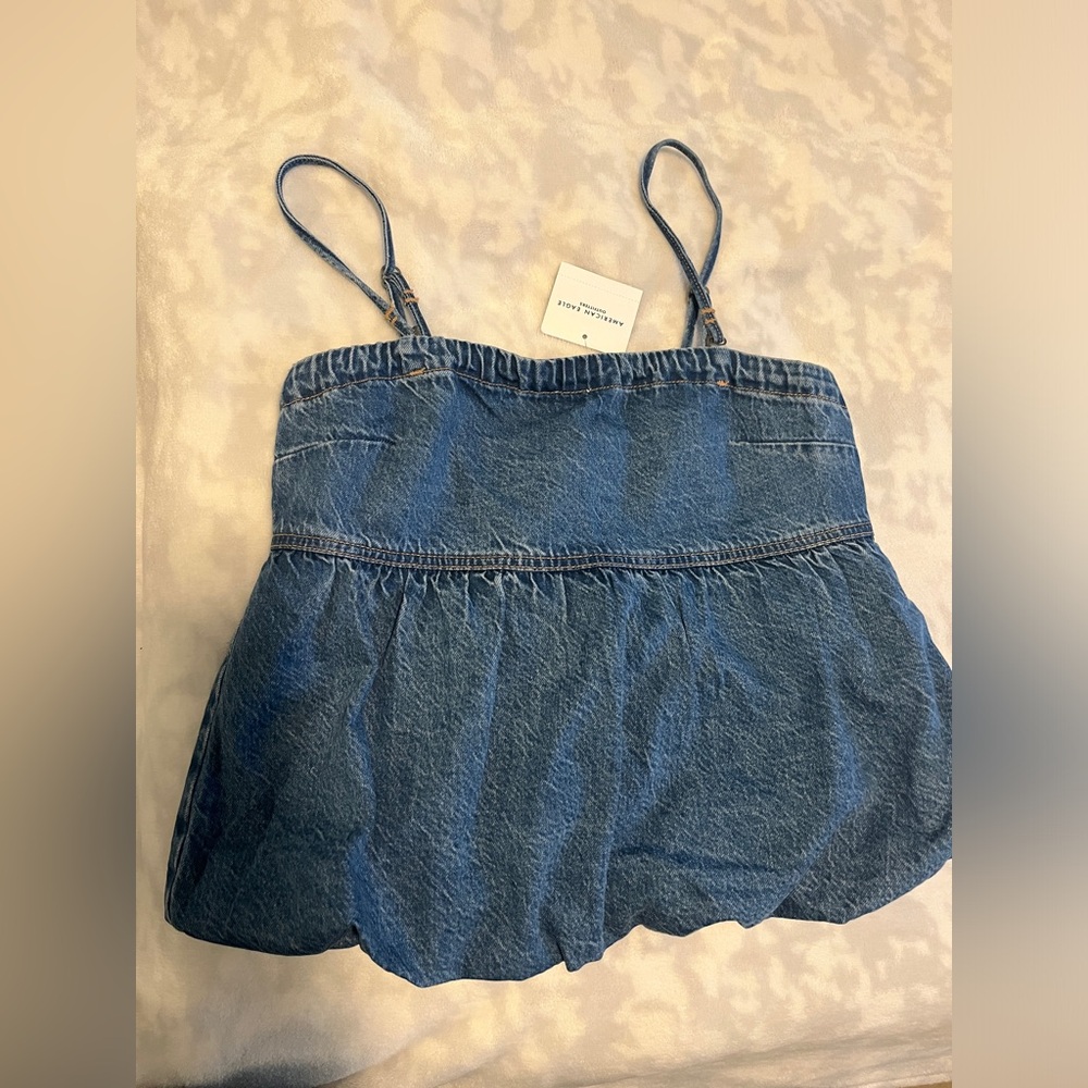 American Eagle Outfitters Denim Bubble Tube Top